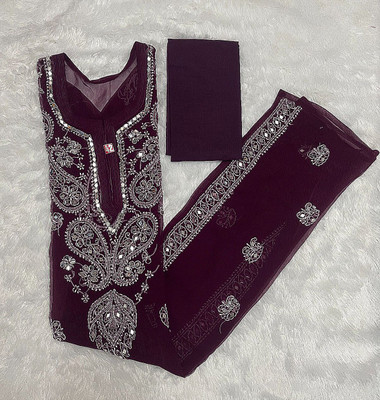 chikankari by N Women Embroidered Straight Kurta(Maroon)