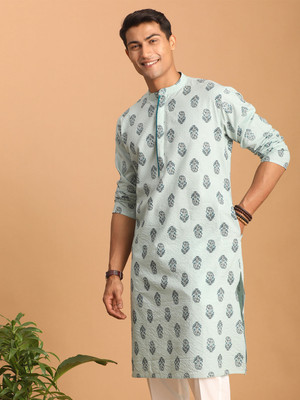 VASTRAMAY Men Printed Straight Kurta(Light Blue)