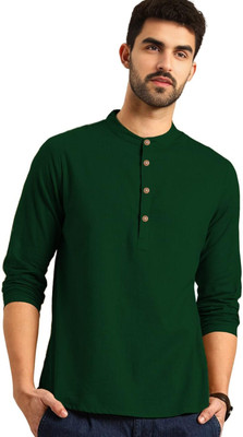 Vimal Star Men Solid Straight Kurta(Green)