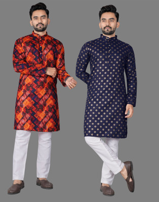 DHASU TRENDZ Men Printed Straight Kurta(Multicolor)