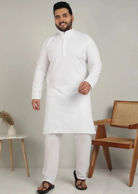 METRONAUT PLUS Men Solid A-line Kurta(White)