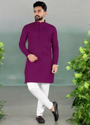 Trending Rashmi Men Solid Straight Kurta(Purple)