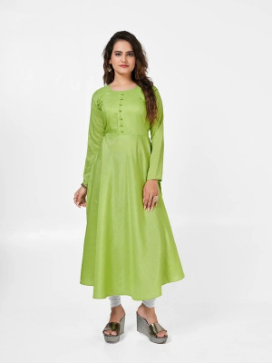 HouseOfCommon Women Solid Straight Kurta(Light Green)