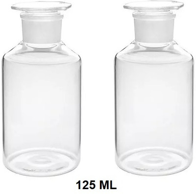 Apex Labs Wide Mouth Reagent Bottle with Stopper Laboratory Dropper Bottle(Glass 125 ml Pack of2)