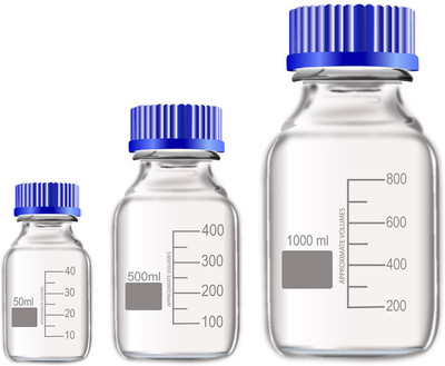 OCTA Narrow Mouth Reagent Bottle with Screw Cap 50ml,500ml and 1000ml Pack of 3 Laboratory Dropper Bottle(Borosilicate Glass 1000 ml Pack of3)