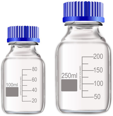OCTA Narrow Mouth Reagent Bottle with Screw Cap 100ml and 250ml Pack of 2 Laboratory Dropper Bottle(Borosilicate Glass 250 ml Pack of2)