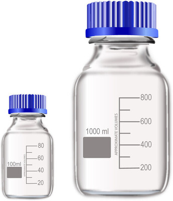 OCTA Narrow Mouth Reagent Bottle with Screw Cap 100ml and 1000ml Pack of 2 Laboratory Dropper Bottle(Borosilicate Glass 1000 ml Pack of2)