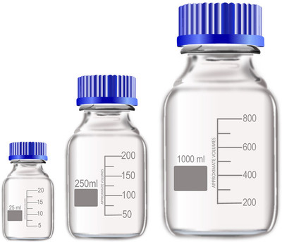 OCTA Narrow Mouth Reagent Bottle with Screw Cap 25ml,250ml and 1000ml Pack of 3 Laboratory Dropper Bottle(Borosilicate Glass 1000 ml Pack of3)