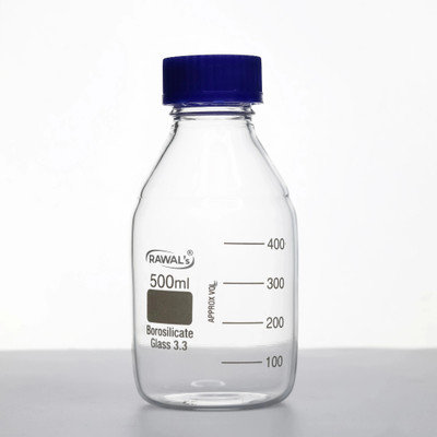 RAWAL’S Borosilicate Heavy Glass Reagent Bottle with Leak Proof Screw Cap Laboratory Dropper Bottle(Borosilicate Glass 500 ml Pack of1)
