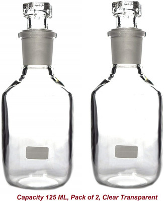 ARCSOL Reagent Bottle, Clear Narrow Neck - With Interchangeable Hexagonal Glass Stopper Laboratory Dropper Bottle(Borosilicate Glass 125 ml Pack of2)