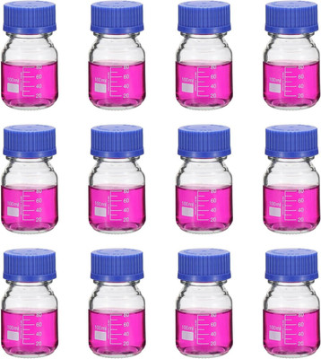 Salco 100ml Reagent Media Storage Bottle, Graduated with GL32 Screw Cap, Pack of 12 Laboratory Dropper Bottle(Borosilicate Glass 100 ml Pack of12)