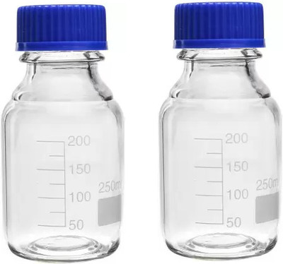 Apex Labs Borosilicate Glass Measuring Reagent Bottle 100ml Pack of 2 for lab Laboratory Dropper Bottle(Borosilicate Glass 250 ml Pack of2)