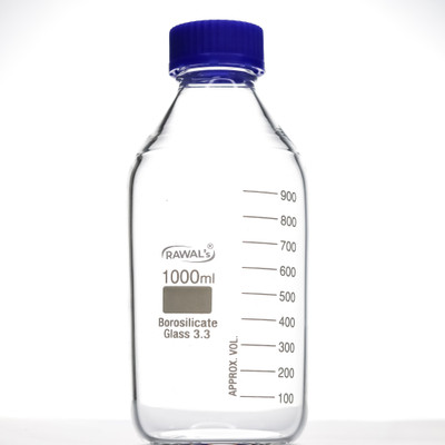 RAWAL’S Borosilicate Heavy Glass Reagent Bottle with Leak Proof Screw Cap Laboratory Dropper Bottle(Borosilicate Glass 1000 ml Pack of1)