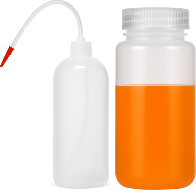LABXPORT Polypropylene Wide Mouth Reagent Bottles 500ml & 250ml Wash Bottle Laboratory Dropper Bottle(Plastic 250 ml Pack of2)
