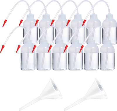 OCTA 125ml Laboratory Polypropylene Wash Bottle Pack of 12 with 50mm Funnel 2 Pcs Laboratory Dropper Bottle(Plastic 125 ml Pack of14)