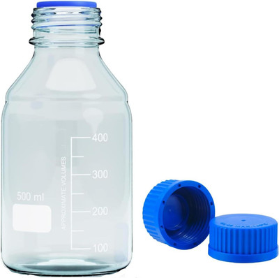Salco 500ml Reagent Media Storage Bottle, Graduated with GL45 Screw Cap, Pack of 2 Laboratory Dropper Bottle(Glass 500 ml Pack of2)