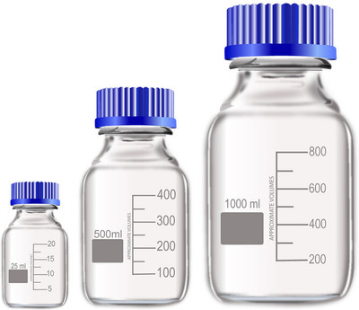 OCTA Narrow Mouth Reagent Bottle with Screw Cap 25ml,500ml and 1000ml Pack of 3 Laboratory Dropper Bottle(Borosilicate Glass 1000 ml Pack of3)