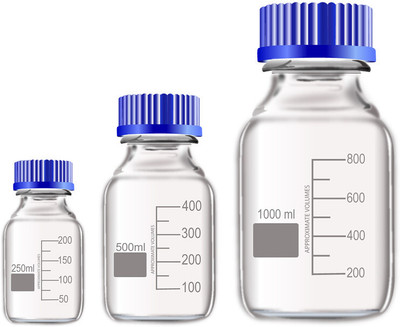 OCTA Narrow Mouth Reagent Bottle with Screw Cap 250ml,500ml and 1000ml Pack of 3 Laboratory Dropper Bottle(Borosilicate Glass 1000 ml Pack of3)