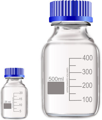 OCTA Narrow Mouth Reagent Bottle with Screw Cap 25ml and 500ml Pack of 2 Laboratory Dropper Bottle(Borosilicate Glass 500 ml Pack of2)