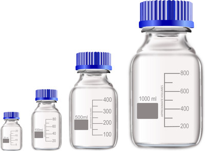 OCTA Narrow Mouth Reagent Bottle with Screw Cap 25ml,100ml,500ml and 1000ml Pack of 4 Laboratory Dropper Bottle(Borosilicate Glass 1000 ml Pack of4)