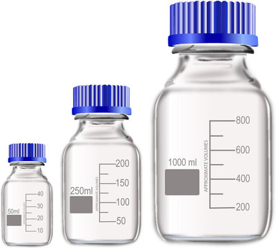 OCTA Narrow Mouth Reagent Bottle with Screw Cap 50ml,250ml and 1000ml Pack of 3 Laboratory Dropper Bottle(Borosilicate Glass 1000 ml Pack of3)