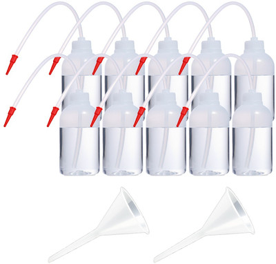 OCTA 500ml Laboratory Polypropylene Wash Bottle Pack of 10 with 50mm Funnel 2 Pcs Laboratory Dropper Bottle(Plastic 500 ml Pack of12)