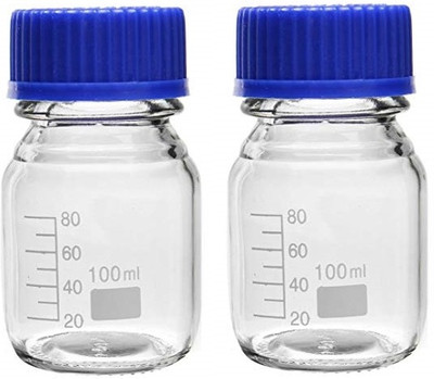 Apex Labs Borosilicate Glass Measuring Reagent Bottle 100ml Pack of 2 for lab Laboratory Dropper Bottle(Borosilicate Glass 100 ml Pack of2)