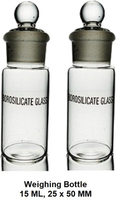 Apex Labs Weighing Bottle 15 ML , 25x50 mm for Chemistry Laboratory Dropper Bottle(Borosilicate Glass 15 ml Pack of2)