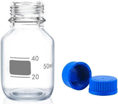 Salco 50ml Reagent Media Storage Bottle, Graduated with GL45 Screw Cap, Pack of 12 Laboratory Dropper Bottle(Glass 50 ml Pack of12)