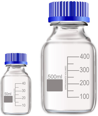 OCTA Narrow Mouth Reagent Bottle with Screw Cap 50ml and 500ml Pack of 2 Laboratory Dropper Bottle(Borosilicate Glass 500 ml Pack of2)