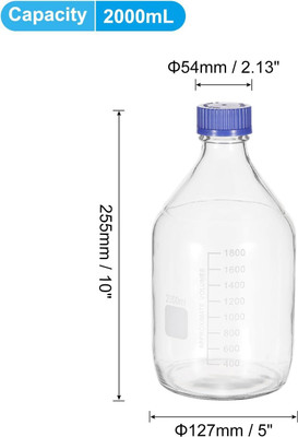 Salco Reagent Media Storage Bottles, 2000ml Borosilicate Glass Bottles, Clear Laboratory Dropper Bottle(Borosilicate Glass 2000 ml Pack of1)
