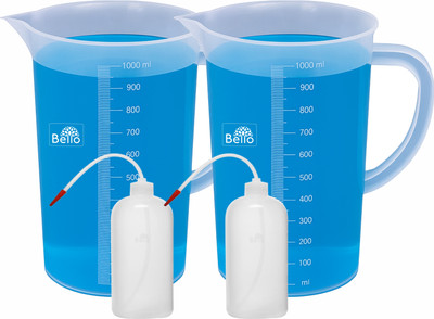 Bello Polypropylene WashBottle 250ml-2 Measuring Jug 1000ml-2 for laboratory chemistry Laboratory Dropper Bottle(Plastic 1000 ml Pack of4)