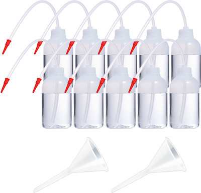 OCTA 125ml Laboratory Polypropylene Wash Bottle Pack of 10 with 50mm Funnel 2 Pcs Laboratory Dropper Bottle(Plastic 125 ml Pack of12)