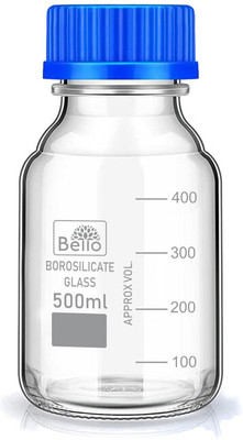 Bello Borosilicate Glass Measuring Reagent Bottle 500ml With Blue Screw Cap Pack of 1 Laboratory Dropper Bottle(Borosilicate Glass 500 ml Pack of1)