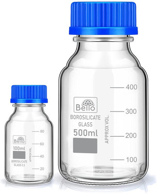 Bello Borosilicate Glass Measuring Reagent Bottle 100ml & 500ml, Pack of 2 Laboratory Dropper Bottle(Borosilicate Glass 600 ml Pack of2)
