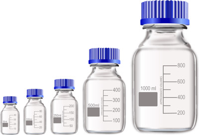 OCTA Narrow Mouth Reagent Bottle with Screw Cap 50,100,250,500ml and 1000ml Pack of 5 Laboratory Dropper Bottle(Borosilicate Glass 1000 ml Pack of5)