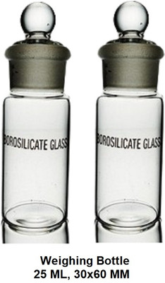 Apex Labs Weighing Bottle 25 ML , 30x60 mm for Chemistry Laboratory Dropper Bottle(Borosilicate Glass 25 ml Pack of2)