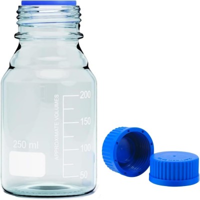 Salco 250ml Reagent Media Storage Bottle, Graduated with GL45 Screw Cap, Pack of 4 Laboratory Dropper Bottle(Glass 250 ml Pack of4)