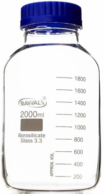 RAWAL’S Borosilicate Heavy Glass Reagent Bottle Wide Neck with Leak Proof Cap-2000ml Laboratory Dropper Bottle(Borosilicate Glass 2000 ml Pack of1)
