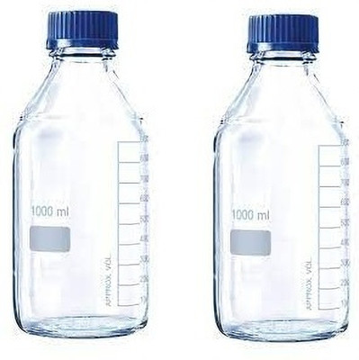 Rawal Reagent bottle for lab 1000 ml glassware narrow mouth Laboratory Dropper Bottle(Borosilicate Glass 1000 ml Pack of2)