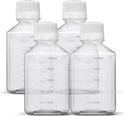 Salco 500ml Plastic Reagent Bottle 4 Pack Laboratory Chemical Storage Leakproof Bottle Laboratory Dropper Bottle(Plastic 500 ml Pack of4)