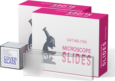 Apex Labs Microscope Glass Slides (50 slides) 75 X 25 X 1.4 mm with cover slip 18x18mm Standard Slide(1.4 mm, Pack of 50)