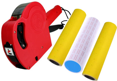 SHIVA MX5500 8 Digit Price Labeller with 20 yellow 10 white Roll 1 Ink Red/Yellow/Blue Label Stamping Machine(Manual)