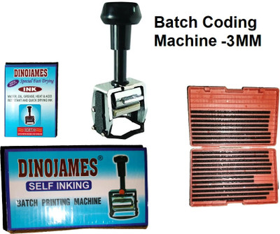 dinojames Batch Printing Machine size 3mm(G-355)Four Line Label Stamping Machine(Semi Automatic)