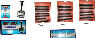 dinojames Batch coding Machine combo set 2,3,4mm letter size Label Stamping Machine(Semi Automatic)