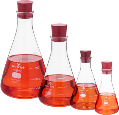 Supertek Erlenmeyer Flask(500 ml, Pack of 4)