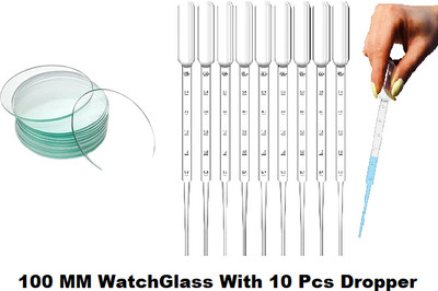 Apex Labs 100 MM Watch Glass with 3 ML Dropper Combo Laboratory Watch Glass(0.1 mm)