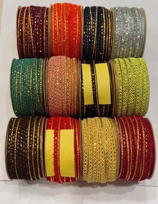TULSI ENTERPRISE 12 reel Dill Beutiful small heart shape 12 Colour l8 to 9 Meter lace Lace Reel(Pack of 12)
