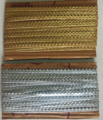 MayRose Samosa Gota Patti Lace Border Material 10 Mtr.Cut work Triangle Lace Samosa Gota PattiLace Golden Silver Color 20Mtr.(each 10 M.) Lace Reel(Pack of 1)