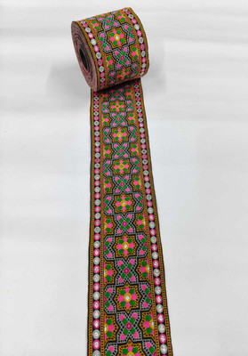 Aviraj Enterprise Ghamthi Lace Reel 3 inch Broad & 9 Mtr Length Multicolour Lace For Multi Use Lace Reel(Pack of 1)